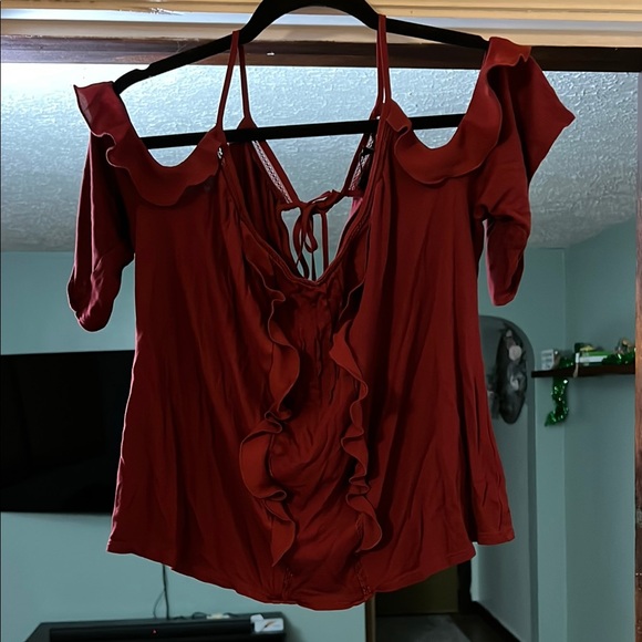 Red Ruffled Blouse - Picture 1 of 2